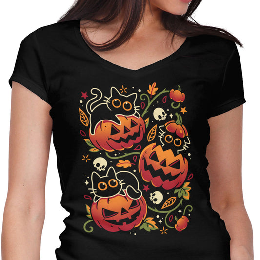 Black Cats Pumpkin Party - Women's V-Neck