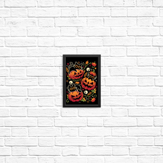 Black Cats Pumpkin Party - Posters & Prints