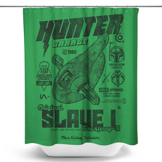 Bounty Hunter Garage - Shower Curtain