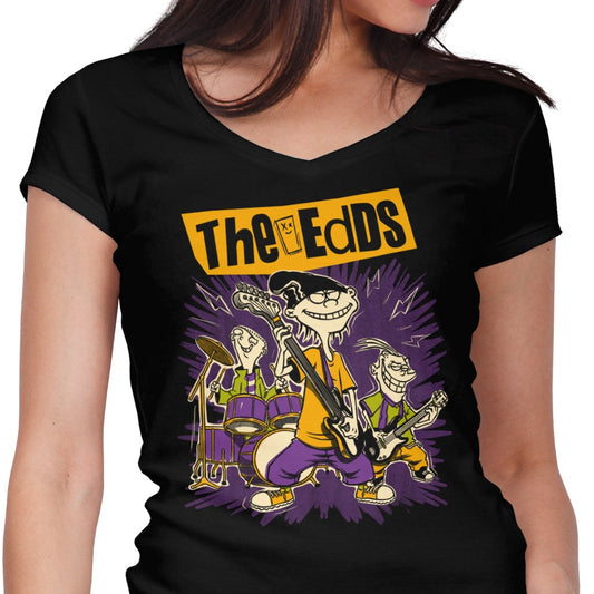 Cartoon Rock Band - Women's V-Neck
