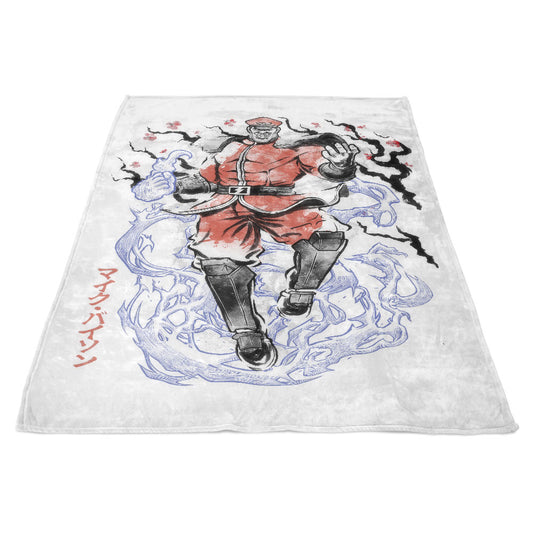 Crimson Dictator Sumi-e - Fleece Blanket