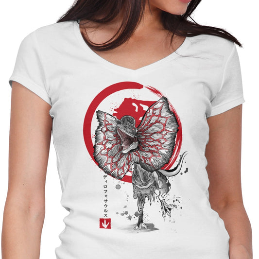 Dilophosaurus Sumi-e - Women's V-Neck