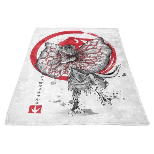 Dilophosaurus Sumi-e - Fleece Blanket