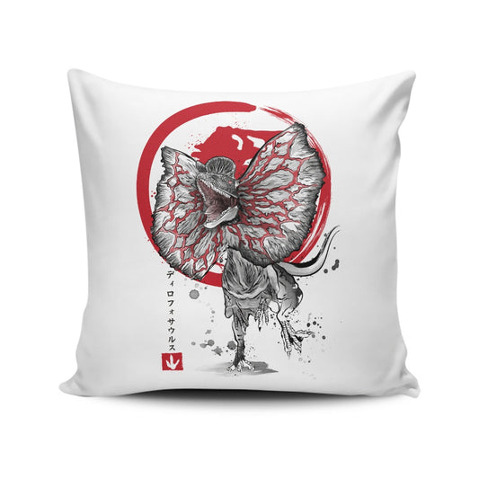 Dilophosaurus Sumi-e - Throw Pillow