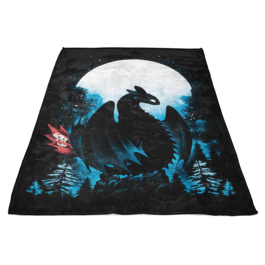 Dragon in the Moonlight - Fleece Blanket