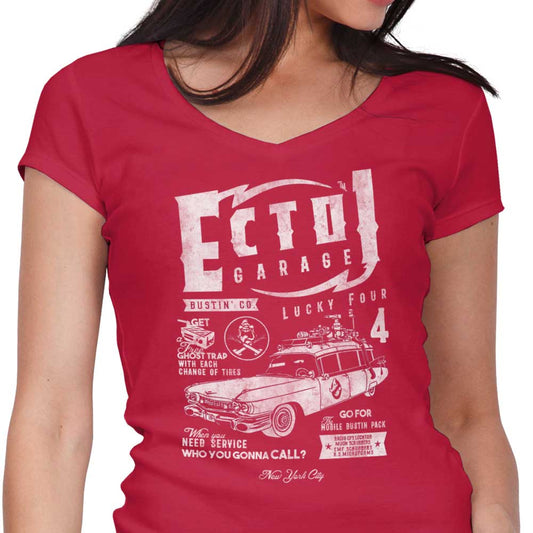 Ecto-1 Garage - Women's V-Neck