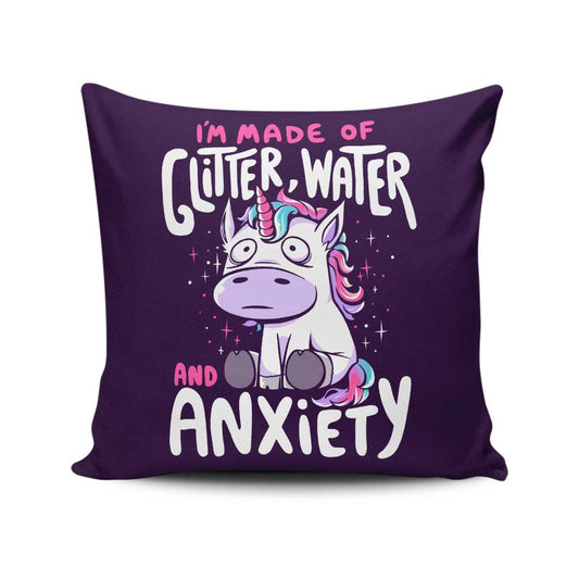 Glitter, Water, and Anxiety - Throw Pillow