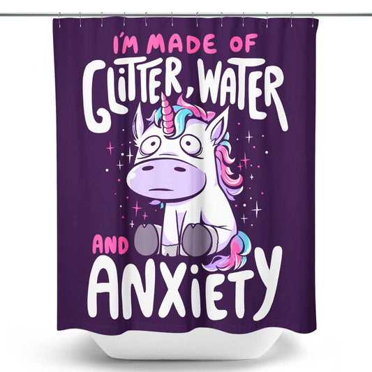 Glitter, Water, and Anxiety - Shower Curtain