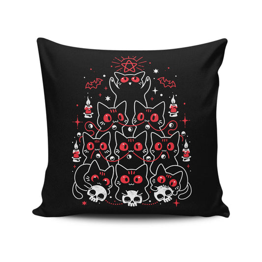 Gothic Christmas Kittens - Throw Pillow