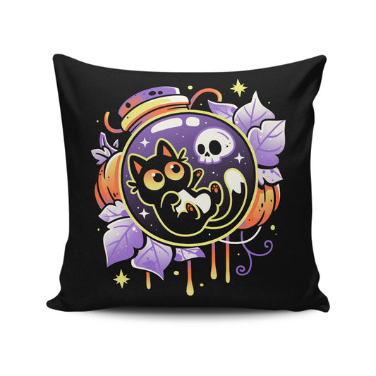 Halloween Bottled Kitten - Throw Pillow