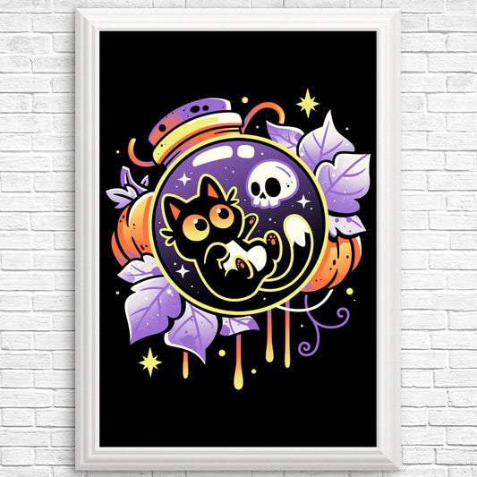 Halloween Bottled Kitten - Posters & Prints