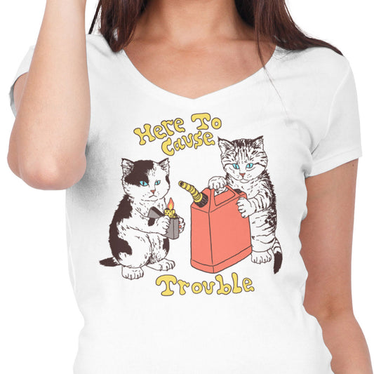 Here to Cause Trouble - Women's V-Neck