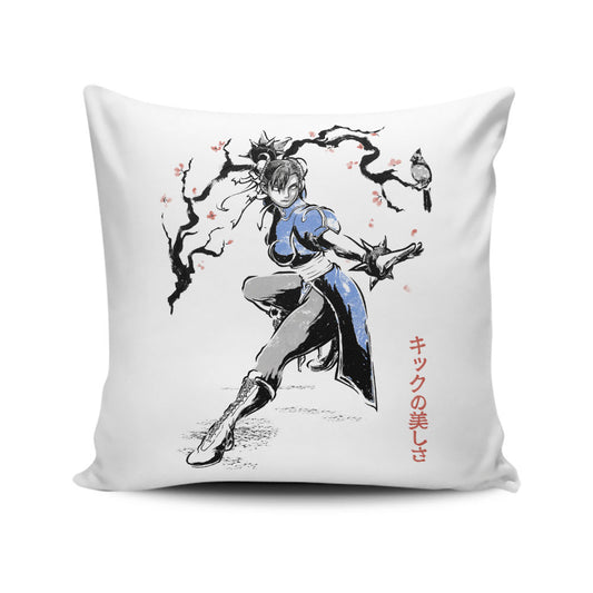Kicking Beauty Sumi-e - Throw Pillow