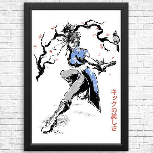 Kicking Beauty Sumi-e - Posters & Prints