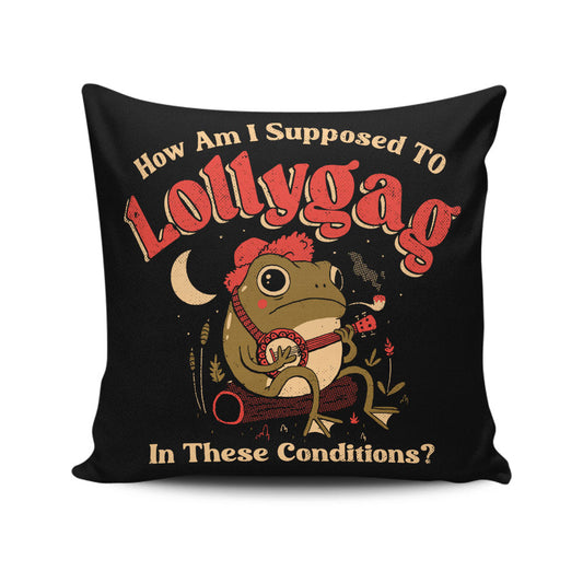 Lollygagging Frog - Throw Pillow