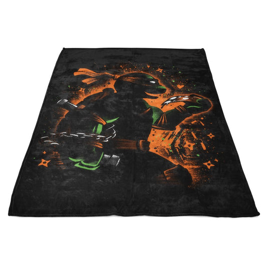 Orange Partying Ninja - Fleece Blanket