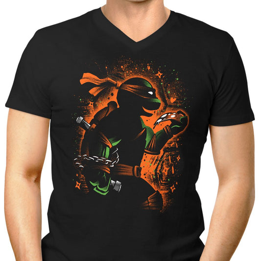 Orange Partying Ninja - Men's V-Neck