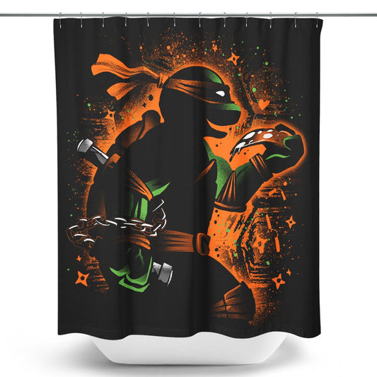 Orange Partying Ninja - Shower Curtain