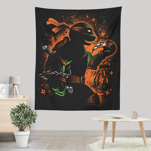 Orange Partying Ninja - Wall Tapestry