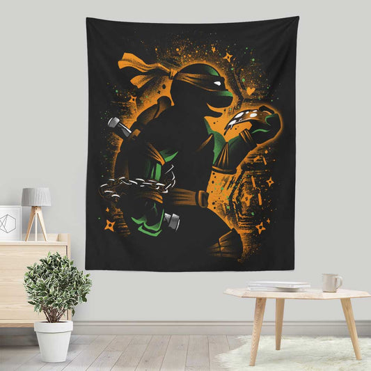 Orange Partying Ninja - Wall Tapestry