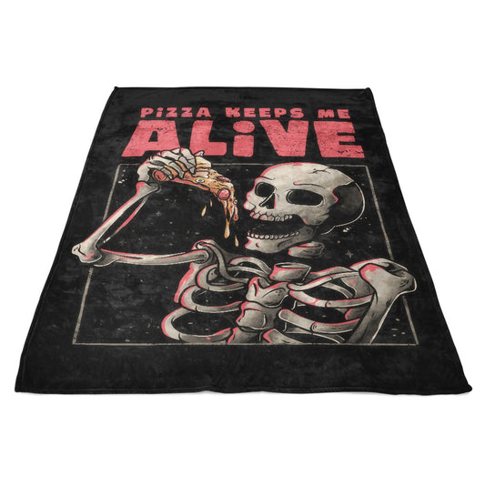 Pizza Keeps Me Alive - Fleece Blanket