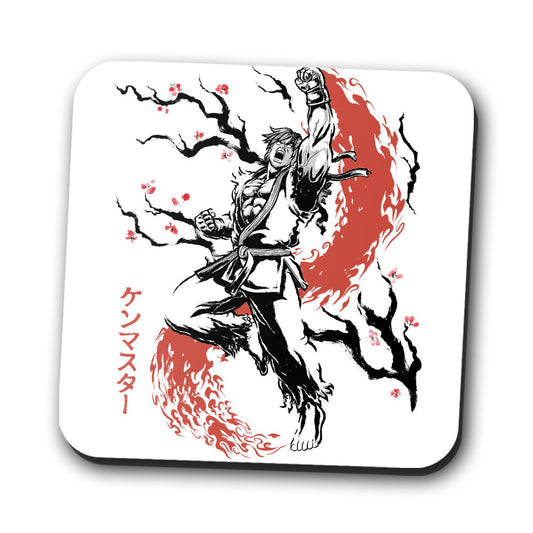Scarlet Flame Sumi-e - Coasters