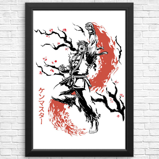 Scarlet Flame Sumi-e - Posters & Prints