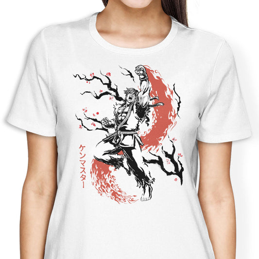 Scarlet Flame Sumi-e - Women's Apparel