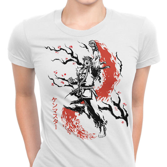 Scarlet Flame Sumi-e - Women's Apparel