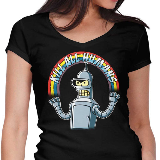 Shiny Metal Robot - Women's V-Neck