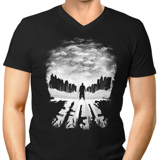 Skull City Silhouette - Men's V-Neck