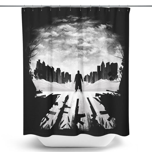 Skull City Silhouette - Shower Curtain