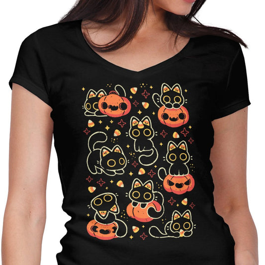 Spooky Season Cats - Women's V-Neck