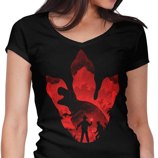 T-Rex Footprint - Women's V-Neck