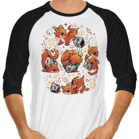 Tiny Dragon Dice - 3/4 Sleeve Raglan T-Shirt