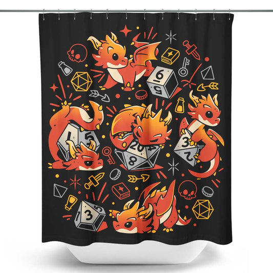 Tiny Dragon Dice - Shower Curtain