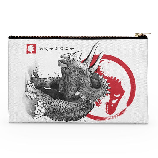 Triceratops Sumi-e - Accessory Pouch
