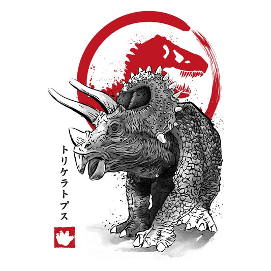 Triceratops Sumi-e - Fleece Blanket
