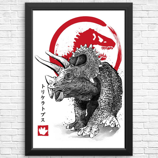 Triceratops Sumi-e - Posters & Prints