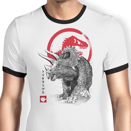 Triceratops Sumi-e - Ringer T-Shirt