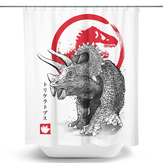 Triceratops Sumi-e - Shower Curtain