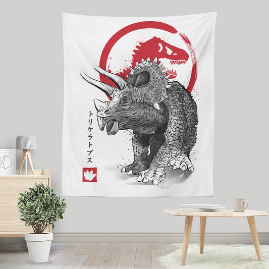Triceratops Sumi-e - Wall Tapestry