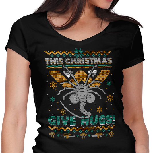 Ugly Xmas Hugs - Women's V-Neck