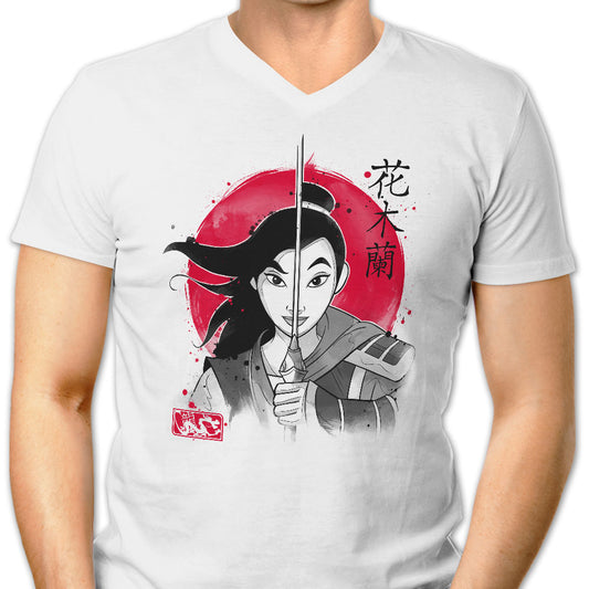 Warrior Princess Sumi-e - Men's V-Neck
