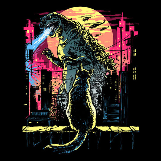 Watching the Kaiju - Shower Curtain