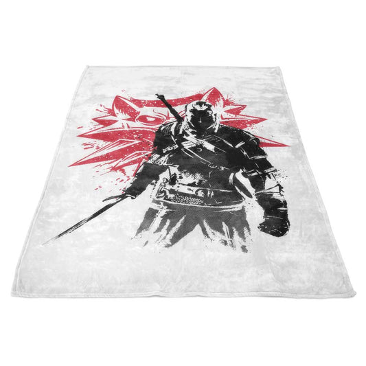 White Wolf Sumi-e - Fleece Blanket