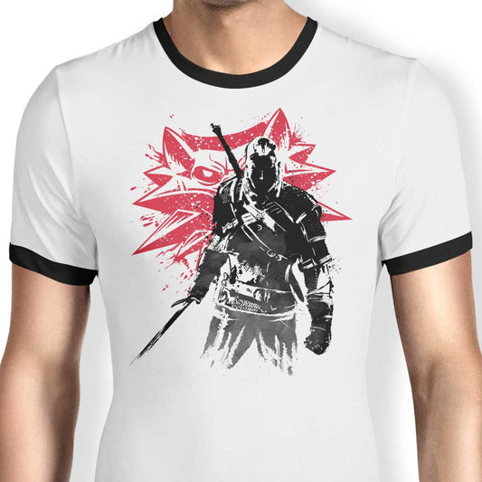 White Wolf Sumi-e - Ringer T-Shirt