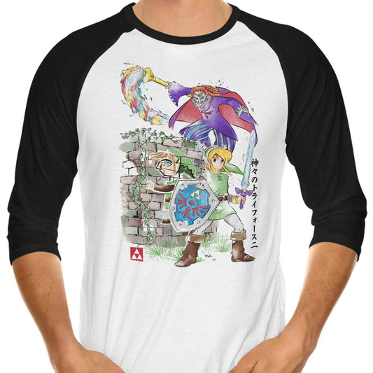 Between World's Watercolor - 3/4 Sleeve Raglan T-Shirt