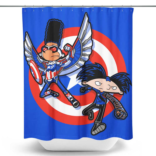 Captain Tallhair and Football Soldier - Shower Curtain