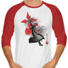 Dancing Flames Sumi-e - 3/4 Sleeve Raglan T-Shirt